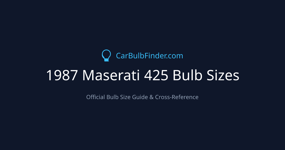 1987 Maserati 425 Bulb Size Chart | Headlight, Fog & More